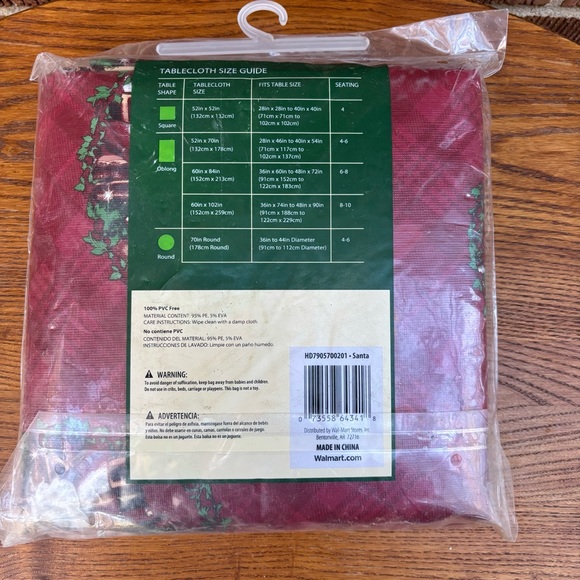 Vintage Santa vinyl table covering felt bottom reusable red tablecloth NWT - Picture 4 of 10